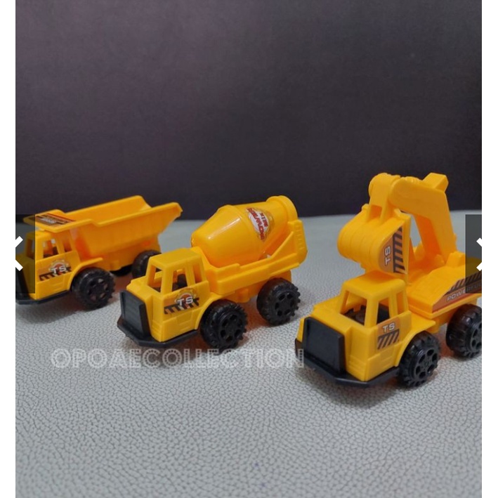 Mainan mobil truck bego beko konstruksi kuning construction truck isi 6 pcs