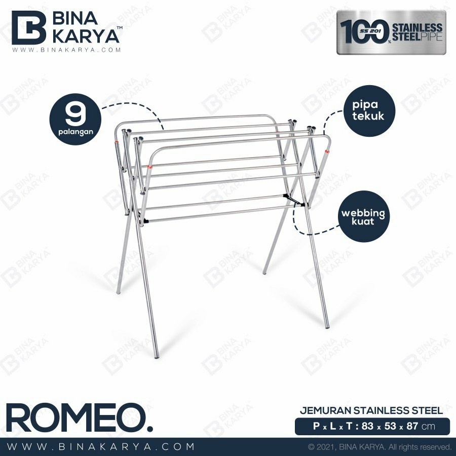 Jemuran Handuk Stenlis Romeo / Jemuran Baju Stainless Steel Mini Kecil