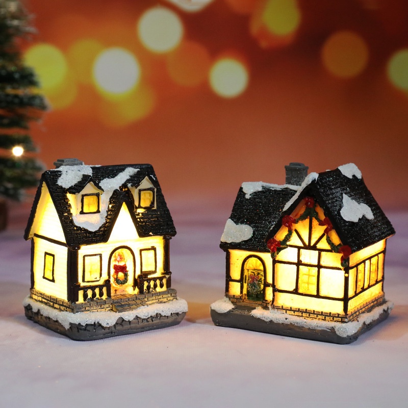 Xmas Micro-landscape House LED Luminous Resin Hut Decor  / Christmas Home Decor