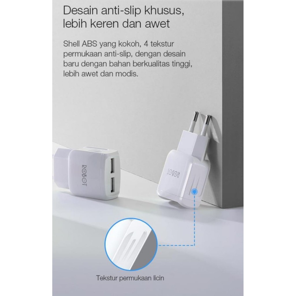 Kepala Charger Robot RT K6 Dual USB Original 5V 2A Fast Charging