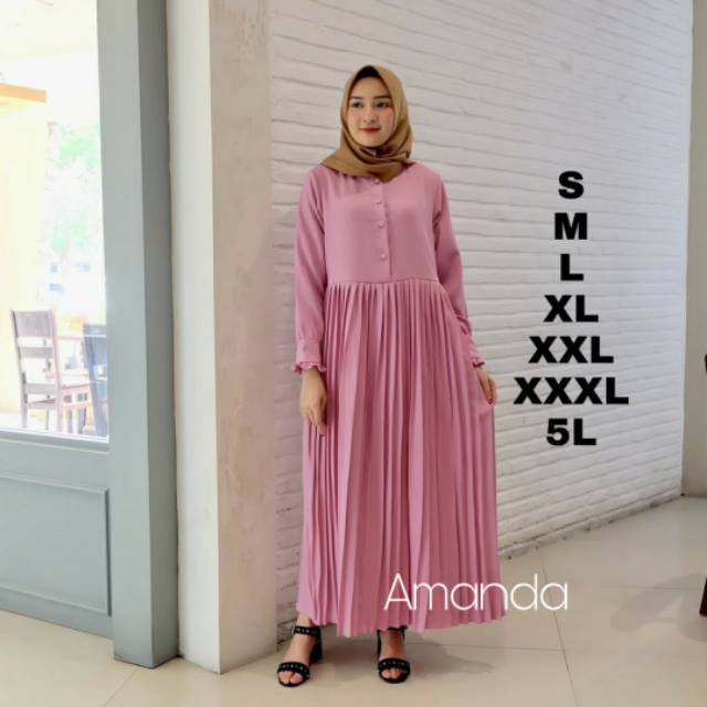 Amanda Dress Big Size Ukuran Size S M L XL 2XL 3XL 4XL XXL XXXL  XXXXL 2L 3L 4L 5L  Dress Wanita Jumbo Gamis Big Size Baju Korea Over Size