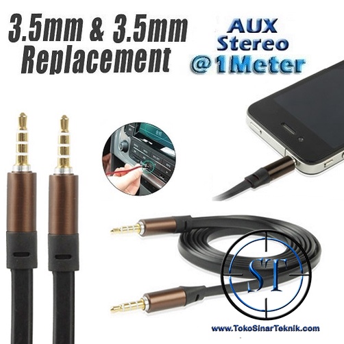 Kabel Audio Aux Jack 3.5mm Male to Male 3 Stripe 4 Line 4 Jalur Strip Gold Platted 1 Meter HiFi Noodle Design