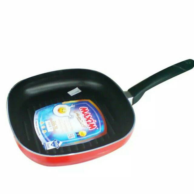 Teplon MAXIM Valentino Square Grill (26 cm) Berbahan Teflon Non-Stick Anti Lengket / Wajan / Panci Penggorengan Pemanggang / Panggangan MAXIM Valentino Square Grill Pan