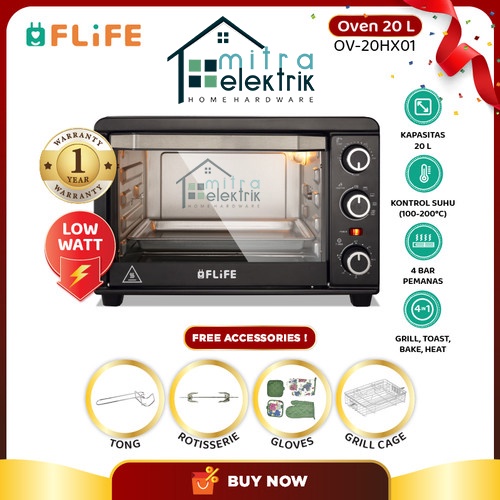 FLIFE Oven Listrik OV-20HX01 20 Liter 4 Elemen Pemanas