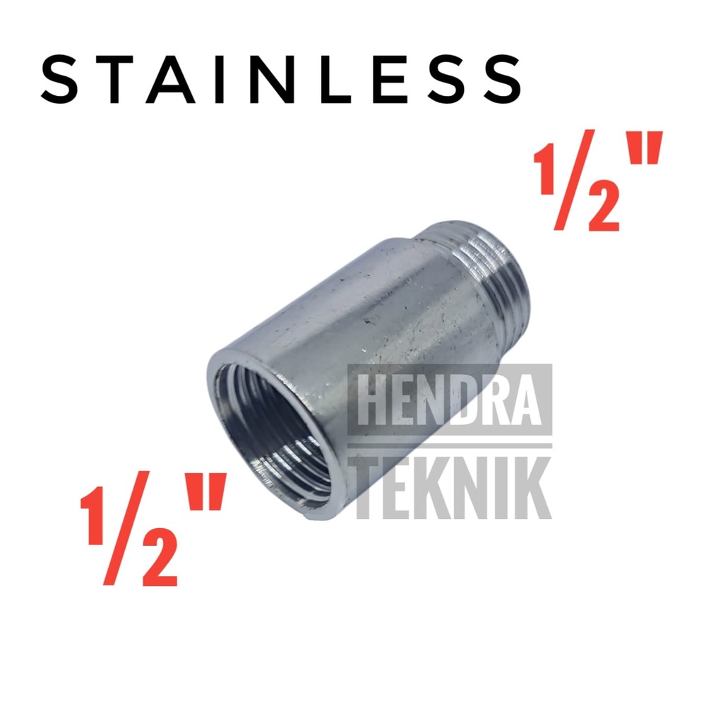 SOK DRAT 3cm 1/2" STAINLESS SOCK DRAT LUAR DALAM 0,5 INCI SOCK PENDEK SS SOK KRAN DIAMETER 19MM