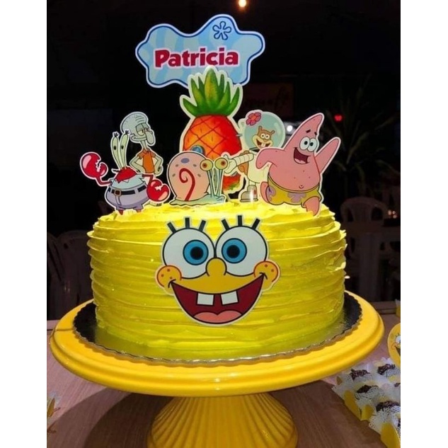 Topper kue ulang tahun Spongebob free custom bebas request
