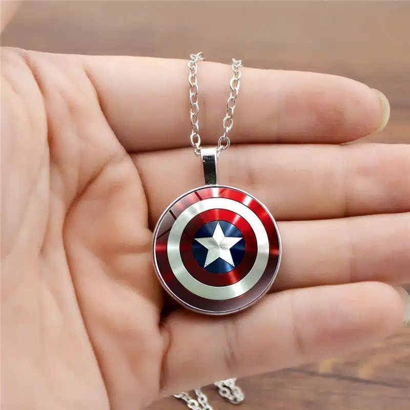 KALUNG LIONTIN MARVEL AVENGERS PERISAI CAPTAIN AMERICA REAKTOR IRON MAN SHIELD SPIDERMAN