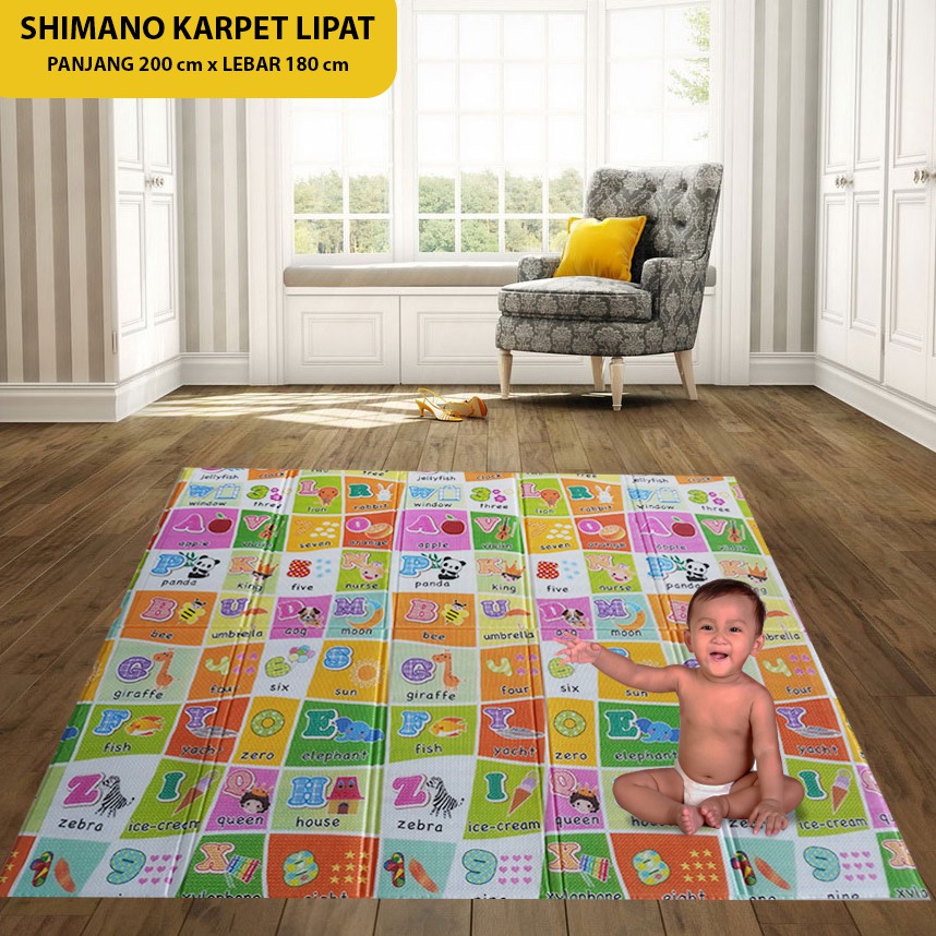 SHIMANO Matras Karpet Tikar Foam Playmat Lipat Bayi Motif Anak Printing Tebal 200cm x 180cm