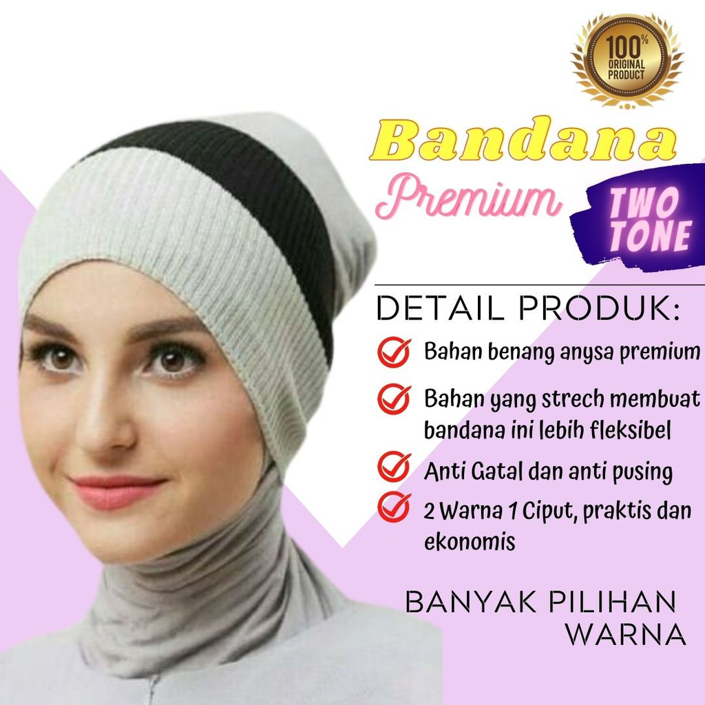 SYAFIKA - Inner Bandana Premium Twotone Murah / Ciput Bandana Kombinasi Dua Warna Syafika A1-A20