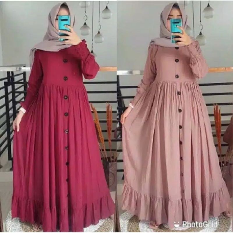 [Fashion Muslim] Gamis ALESHA DRESS kancing | rempel | lemonskin | busuifrendly