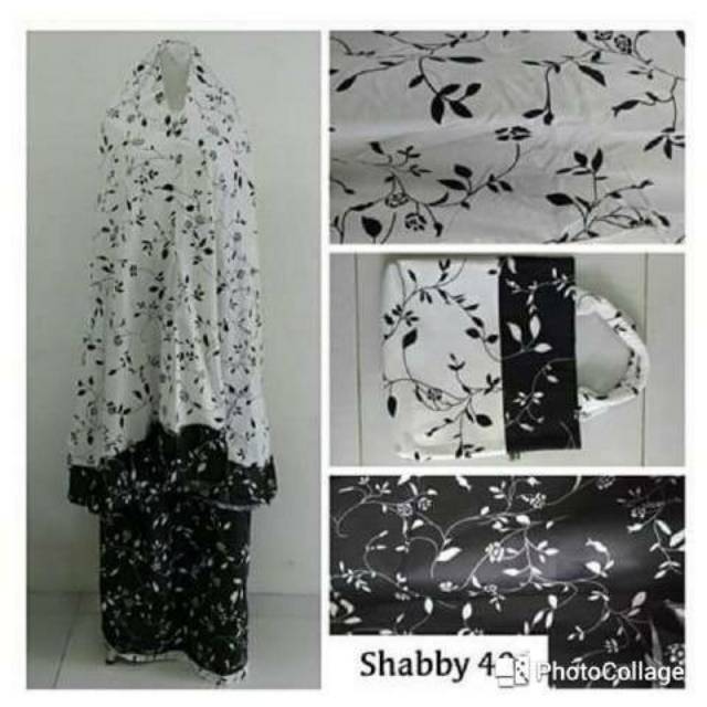 MUKENA SHABY 40 FLOWER BLACK