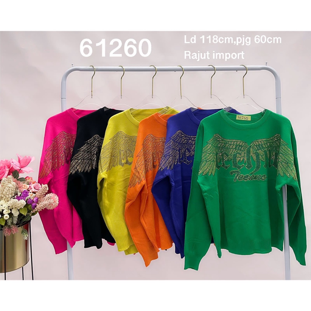 Premium Atasan Rajut Sayap Blink 61260 .