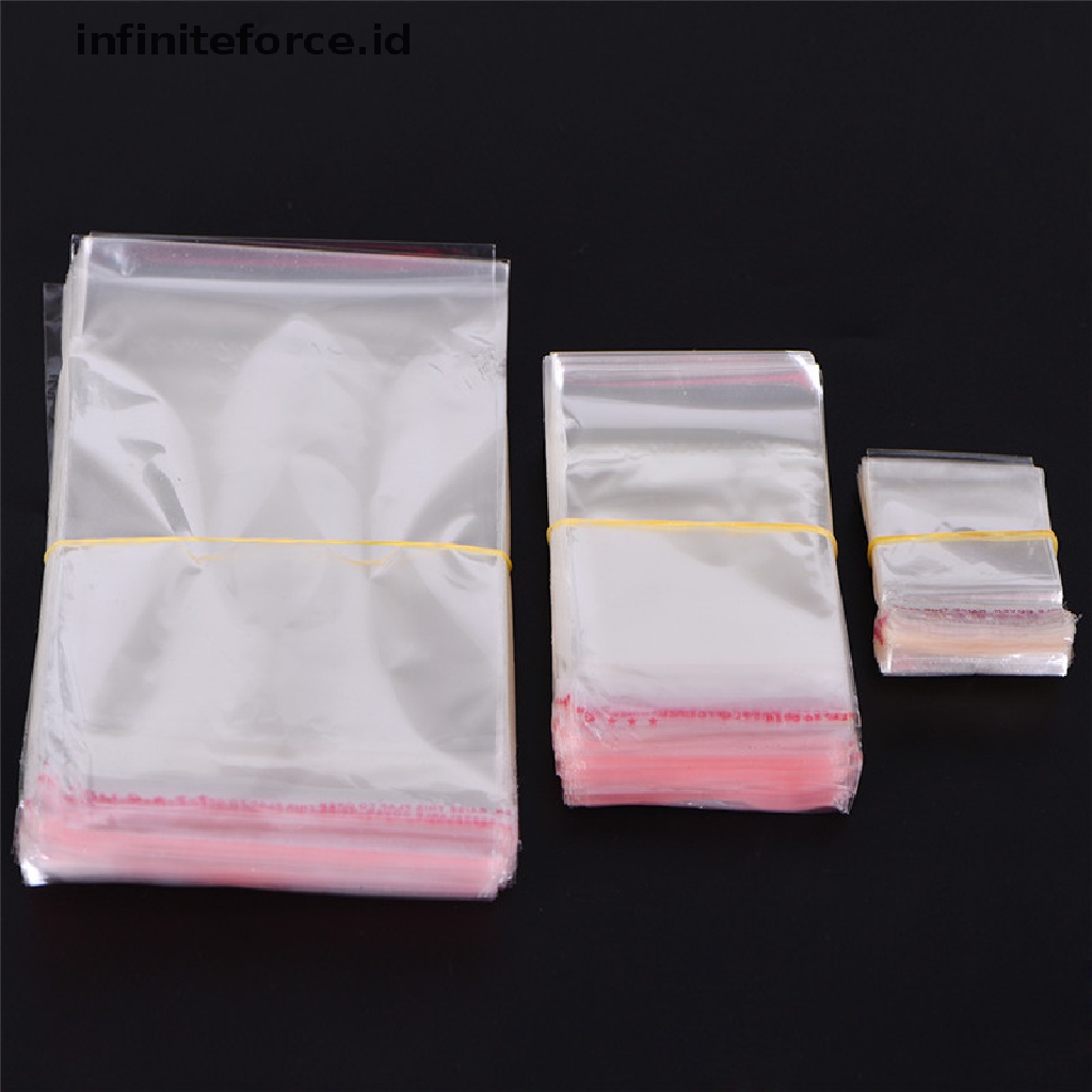 (Infiniteforce.Id) 200pcs Kantong Plastik Transparan Dengan Perekat Untuk Permen / Perhiasan