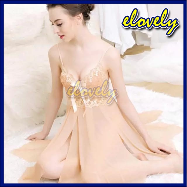 Elovely Lingerie Sexy Hot Pakaian Dalam Wanita Set Lingerie & G String Lace Fashion Model Sexy Charm Tanpa Lengan Import | L029-white