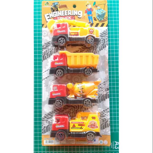 Set Mainan Mobil Konstruksi 4pcs (13x8cm)