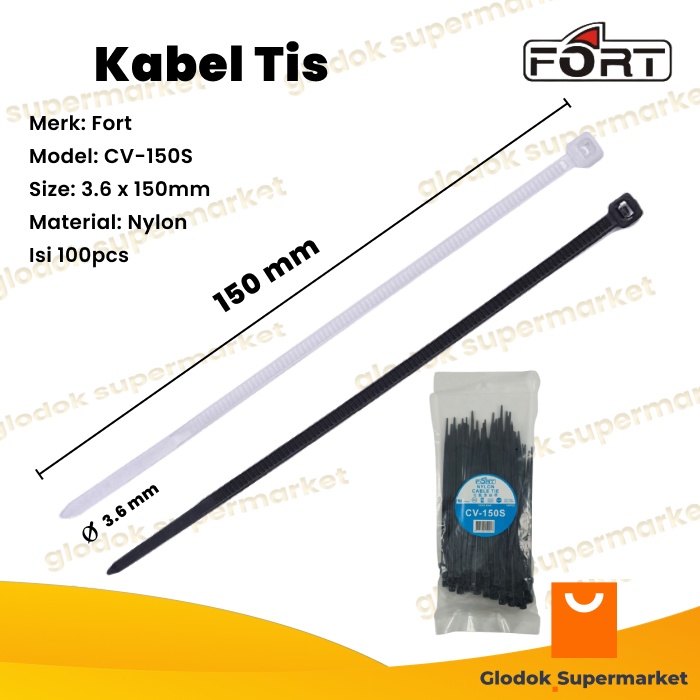 Kabel Ties Fort CV150S Nylon Cable Tie 3.6 x 150mm Tis 100pcs