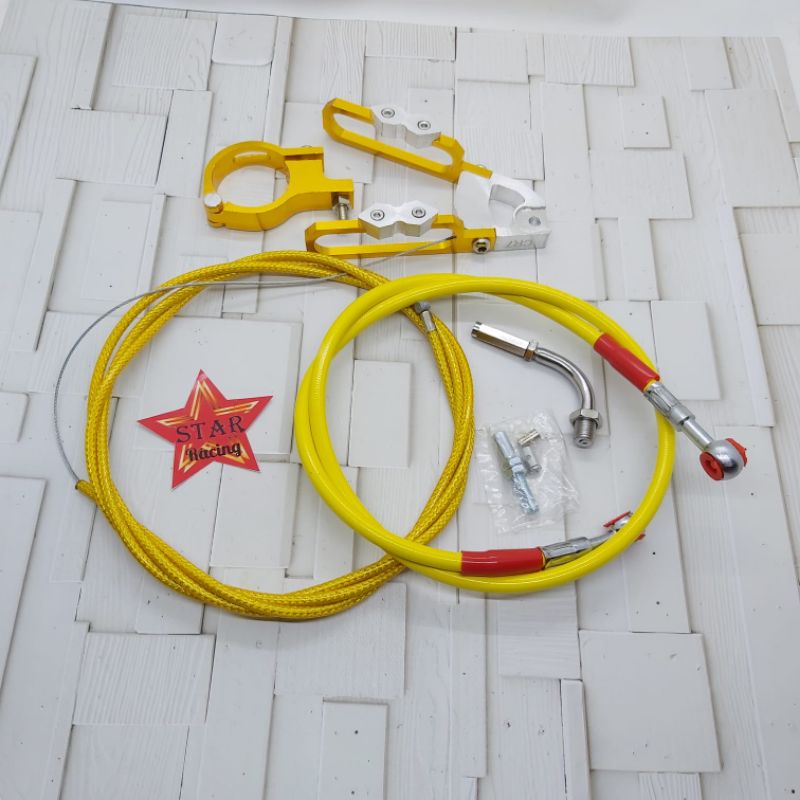 Kabel Gas Serat 190cm+ selang rem 95cm +kleman/capit Kabel Rem Universal