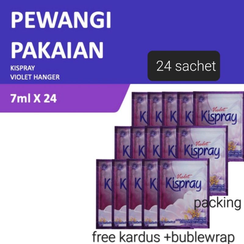 kispray sachet pelicin dan pengharum pakaian 7ml x 24 sachet