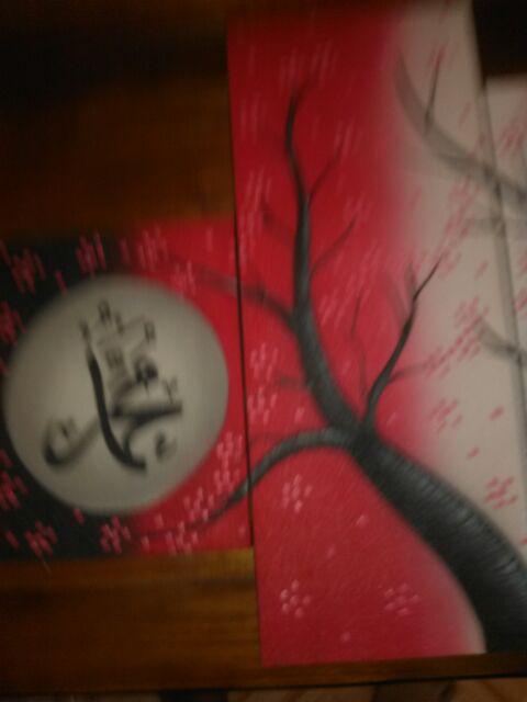 Lukisan Kaligrafi Sakura Aborigin Dot Timbul Red - Hiasan Dinding Dekorasi Rumah