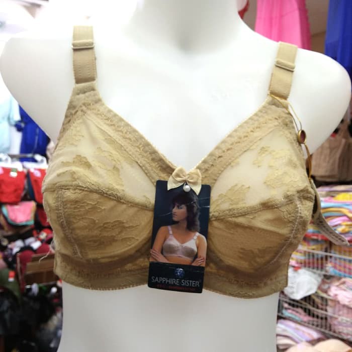 Bra Sapphire Sister Cup B Tanpa Kawat dan Tanpa Busa dengan Bahan Dorlastan yang Kuat dan Awet