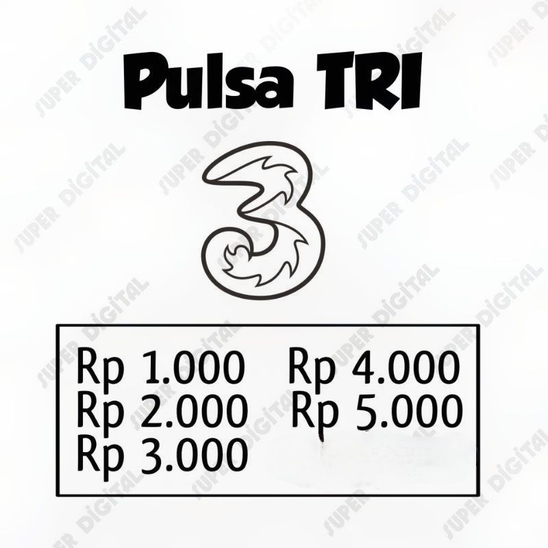 Pulsa Tri 1000, 2000, 3000, 4000, 5000