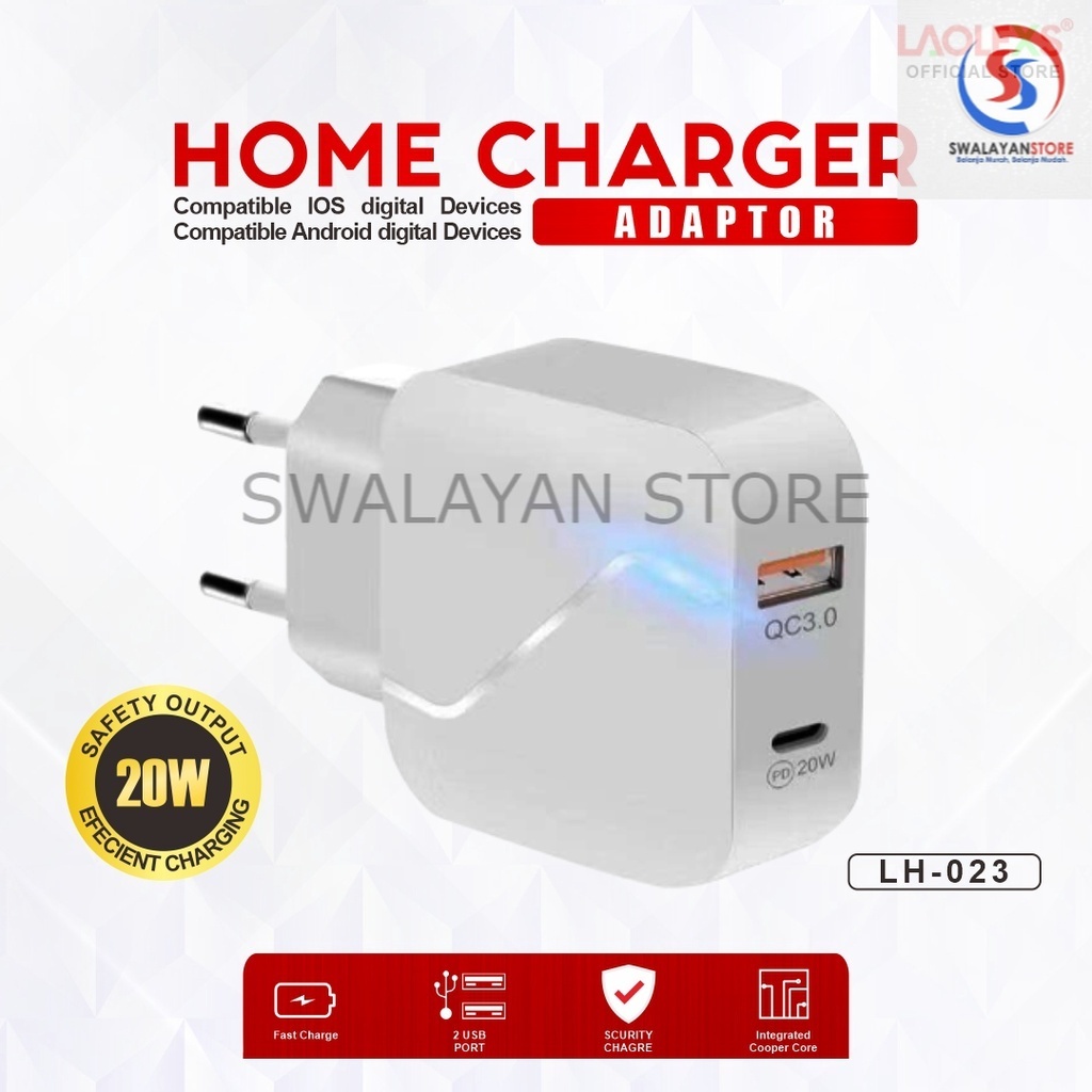 Charger LH-023 Fast Charging QC 3.0+PD 3.0 Fast Charging LAOLEXS