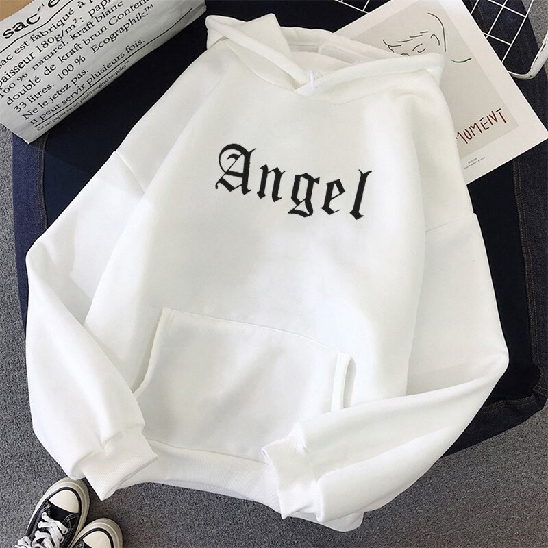 IvannaCollection Sweater Hoodie Wanita Angel Simple Casual Bahan Fleece Premium