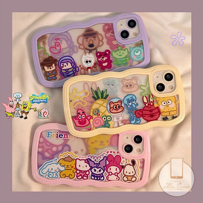 Casing Kartun Lucu Untuk Redmi Note10 9 Note8 Note 11 Pro+Redmi 12C 9 10C 9A 10A 10 9C NFC 9T Note 10s 11s 10 Pro Max Plus Hewan Disney Lembut TPU Wavy Edge Colorful Frame Case