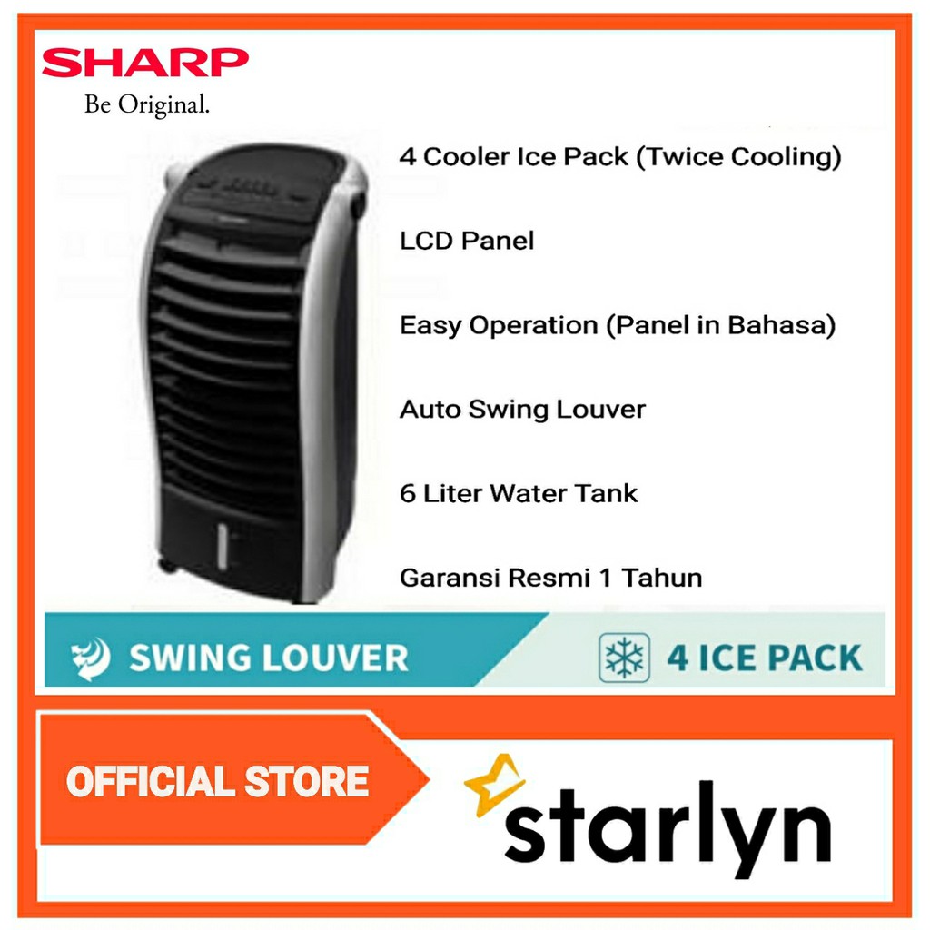 Sharp Pj A26my B Air Cooler Black Shopee Indonesia
