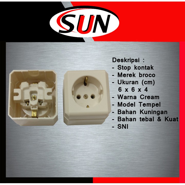 Stop Kontak Colokan Ob Broco New Gee Cream Tempel Tembok Kayu