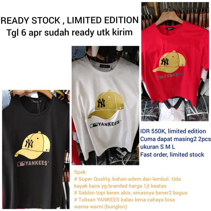 KIL420 Kaos / Shirt NY Yankees Import Premium Limited Edition Pria Wanita - Merah