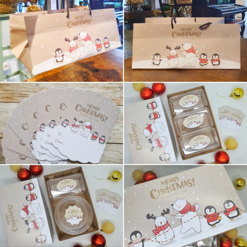 

Pahe 2 natal dus toples 25x15x7 cm & paperbag " Polar bear " ( 1 pack isi 5 pcs dus & paperbag )