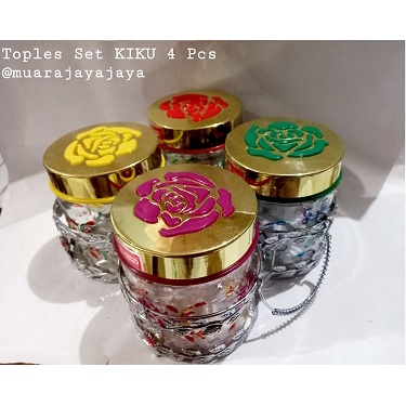 Toples Set Kiku Keranjang (1 set @ 4pcs) I Toples Lebaran I Toples Mete I Toples Kue Kering Bunga