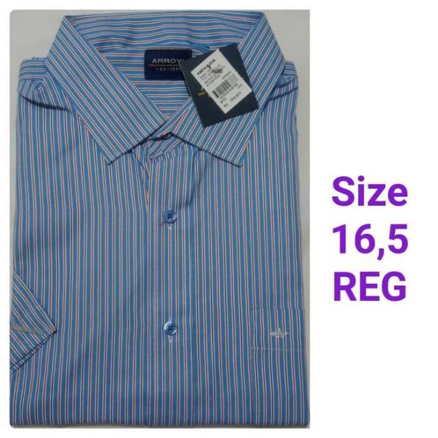 Kemeja Pendek Pria ARROW Biru motif garis