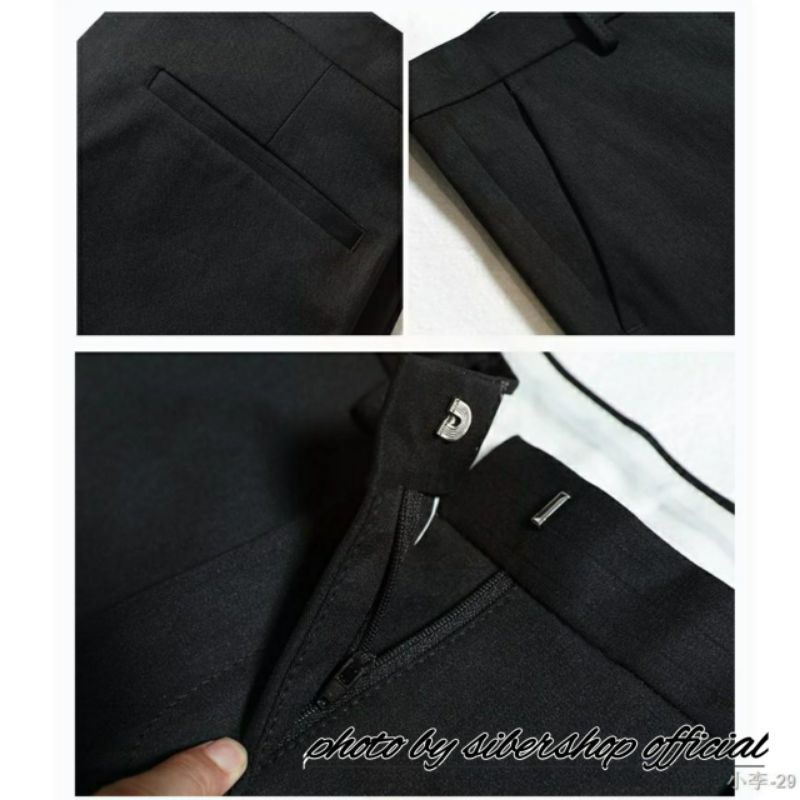 Celana Bahan Formal Kerja Kantoran Pria Slimfit Warna Hitam