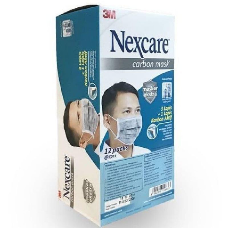 3M™ Nexcare™ Carbon Mask / 3M Masker Carbon 4 Ply Nexcare 1 Box/24 pcs