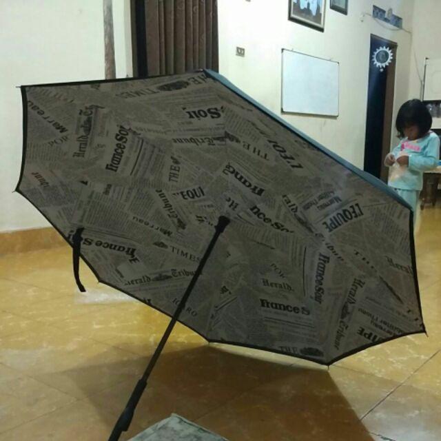 Promo Payung Terbalik Murah Reverse Umbrella Gagang Bentuk C Grosir Payung Warna & Motif 1.140gr