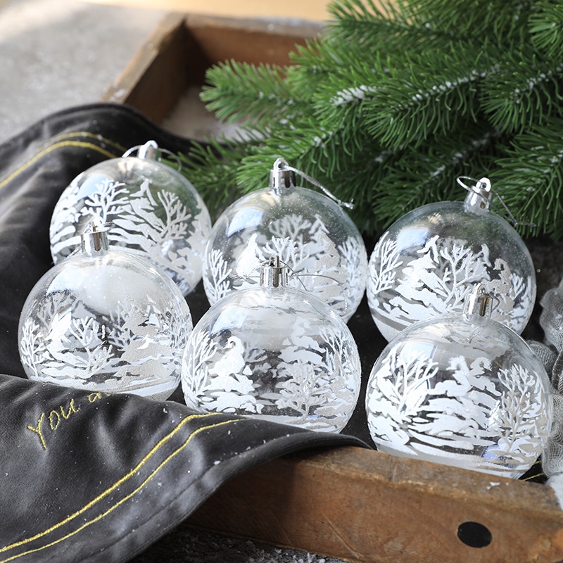 [Christmas Products] 6Pcs/Set Plastic Painted Clear Christmas Balls Ornaments