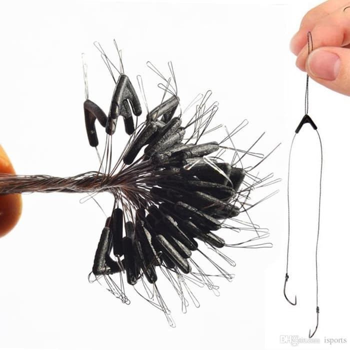 Benang Rangkai Pancing Cabang 2 Double Hook Stopper neklin 2 kail 50pc