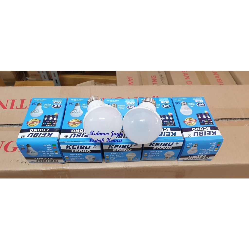 LAMPU LED ECONO 5 Watt E27 KEIBU WHITE WARM WHITE HIJAU MERAH BIRU