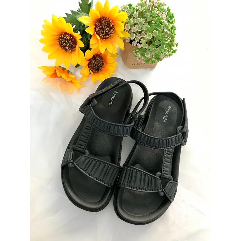 SANDAL SLOP LET GUNUNG KERUT KHUSUS HITAM LSH 8868-H DAN MOKAYA 8868-2AH-Hitam