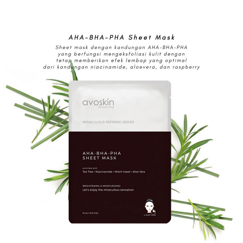 AVOSKIN Sheet Mask 17ml (Your Skin Bae Niacinamide, Alpha Arbutin, Vitamin C) (Miraculous Refining &amp; Retinol) (Miraculous Divine Aura)