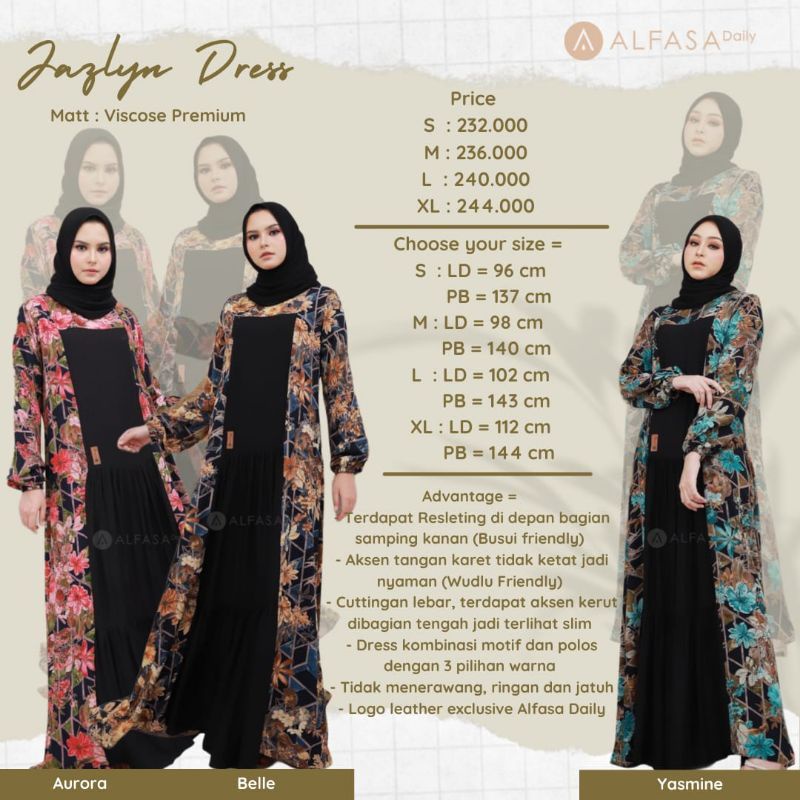 Jazlyn Dress by Alfasa Daily [ NEW - Alfasa Dress ] Gamis Alfasa