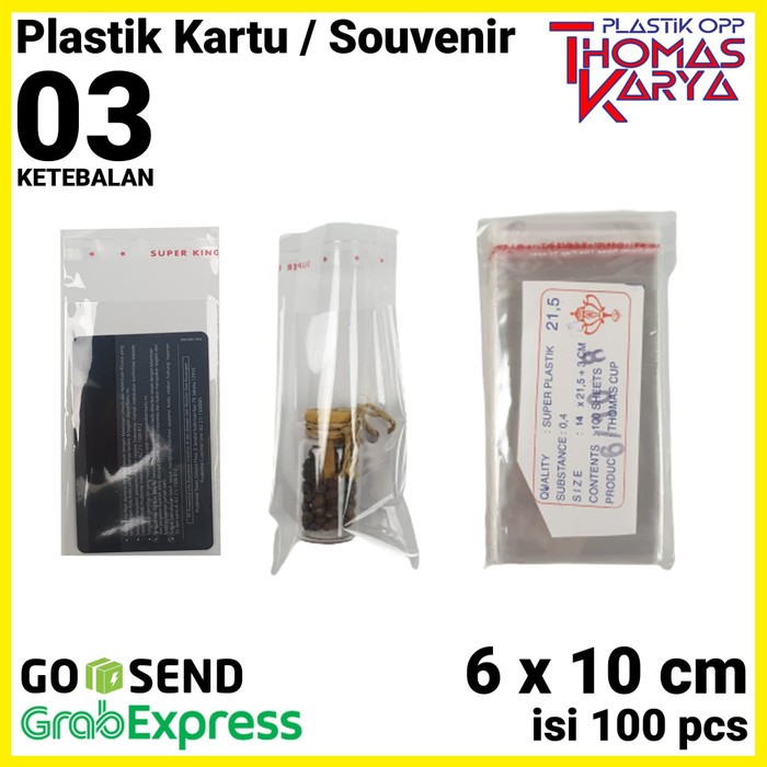 6x10 cm Plastik OPP TIPIS (LEM) Plastik Kartu Nama
