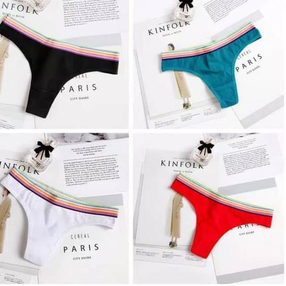 [KODE 7JMQO] Celana dalam wanita sexy g string Sport bahan katun nyaman c139 pink hitam putih free