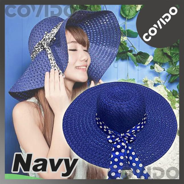 fikashop000 TOPI WANITA TOPI PANTAI BISA DILIPAT TOPI LEBAR TOPI BUCKET ANTI UV - Navy