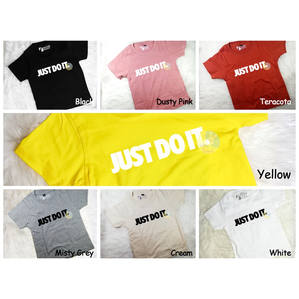 [MMW] ATASAN BAJU Kaos Anak Katun Unisex Cewek Cowok Just Do It Nik Hitam Putih umur 1-13tahun BRAND