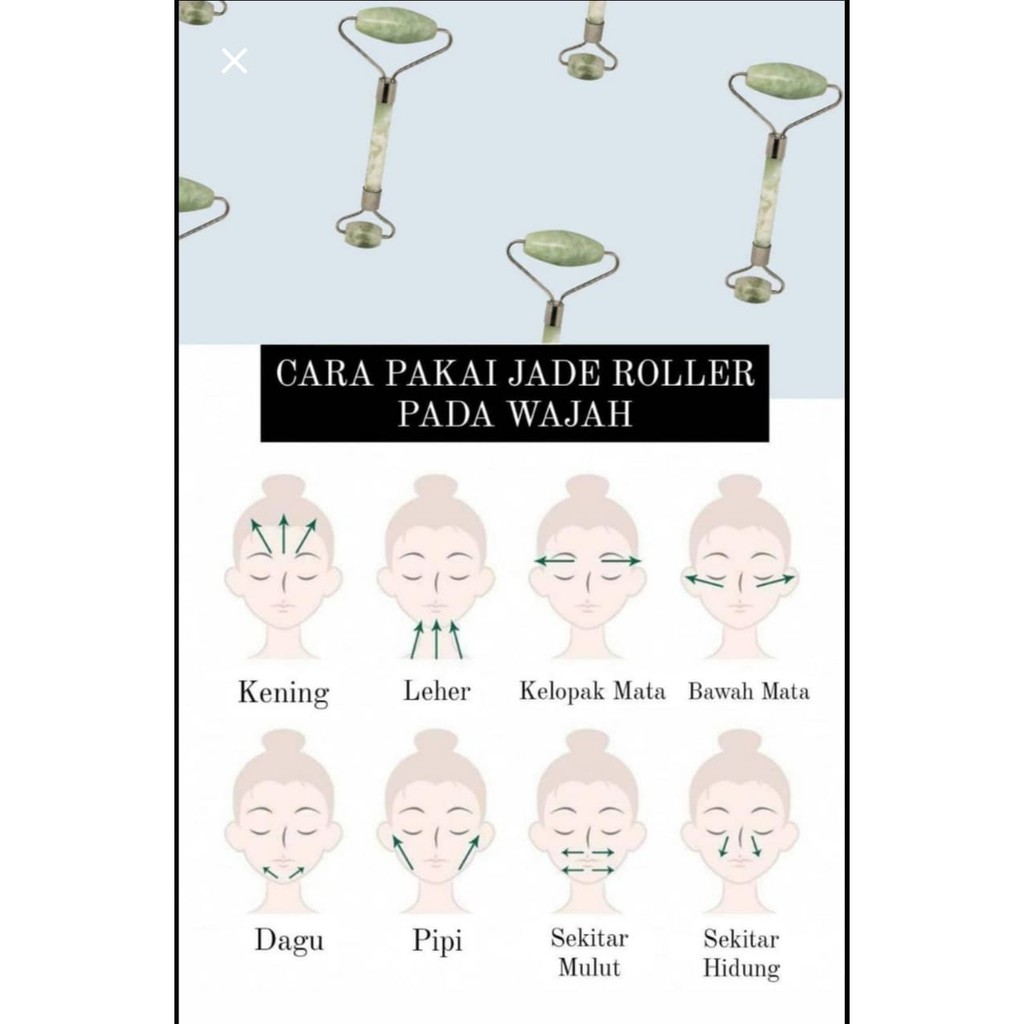 Jade Roller Facial Massager Gua Sha GuaSha Alat Pijat Setrika Pengencang Penghilang Kerut Wajah Muka