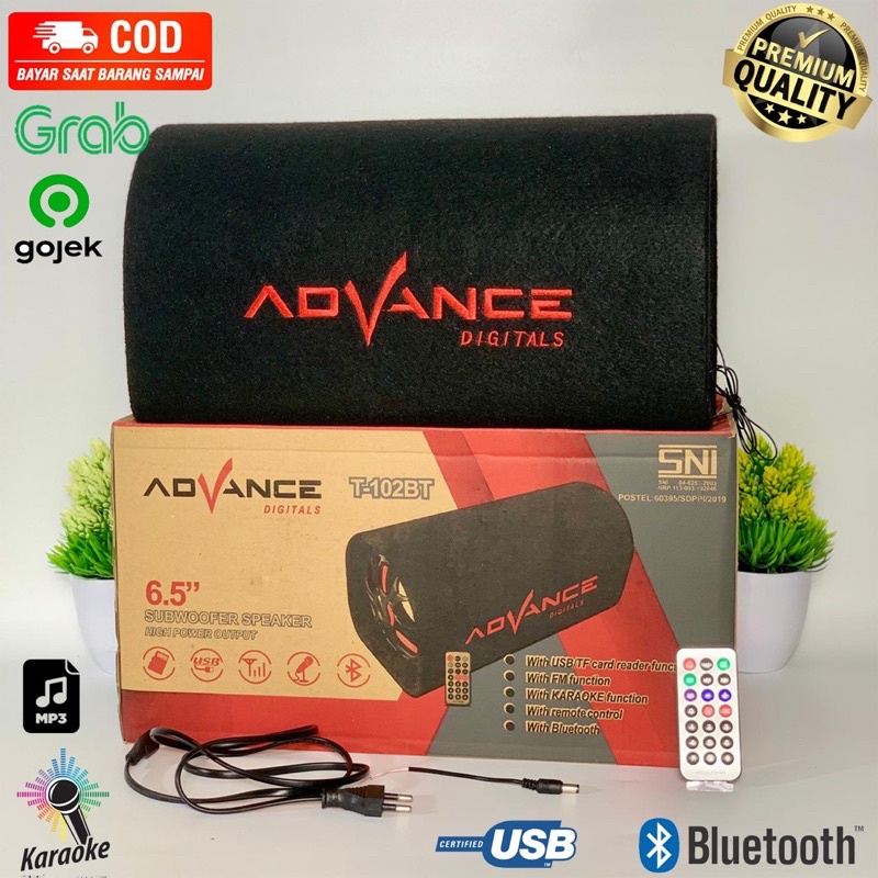 SPEAKER BLUETOOTH ADVANCE T-102BT SUBWOOFER 6.5” INCHI SPEAKER MOBIL SPEAKER WIRELESS SPEAKER KARAOK