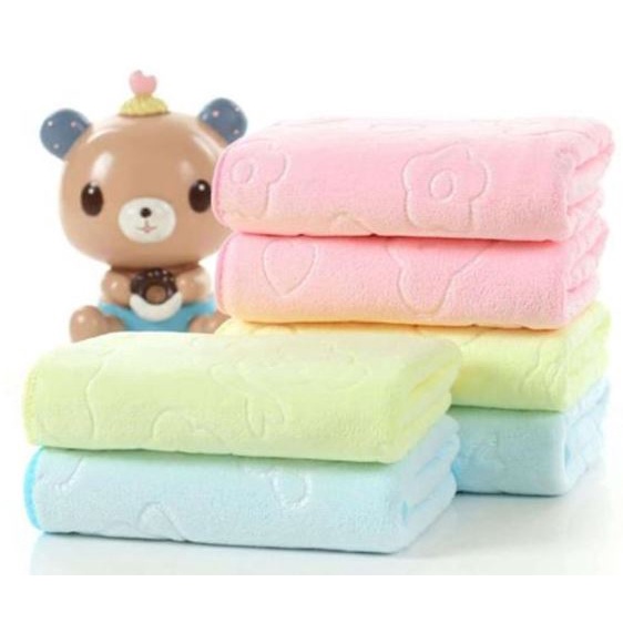 IMPORT HANDUK BAYI MANDI ANAK BESAR MICROFIBER POLOS BESAR 70 X 140 / HANDUK MANDI HALUS LEMBUT